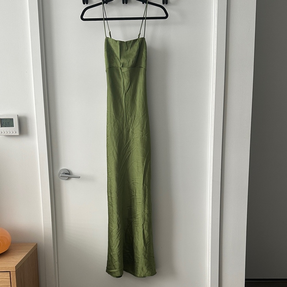 Abercrombie & Fitch Olive Maxi Dress with Spaghetti Straps